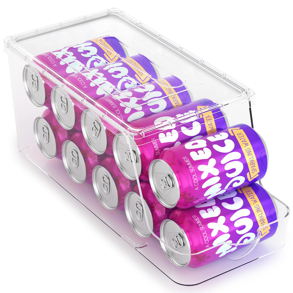 theaoo Soda Can Dispenser for Refrigerator with Lids, Stackable, 2 Pack