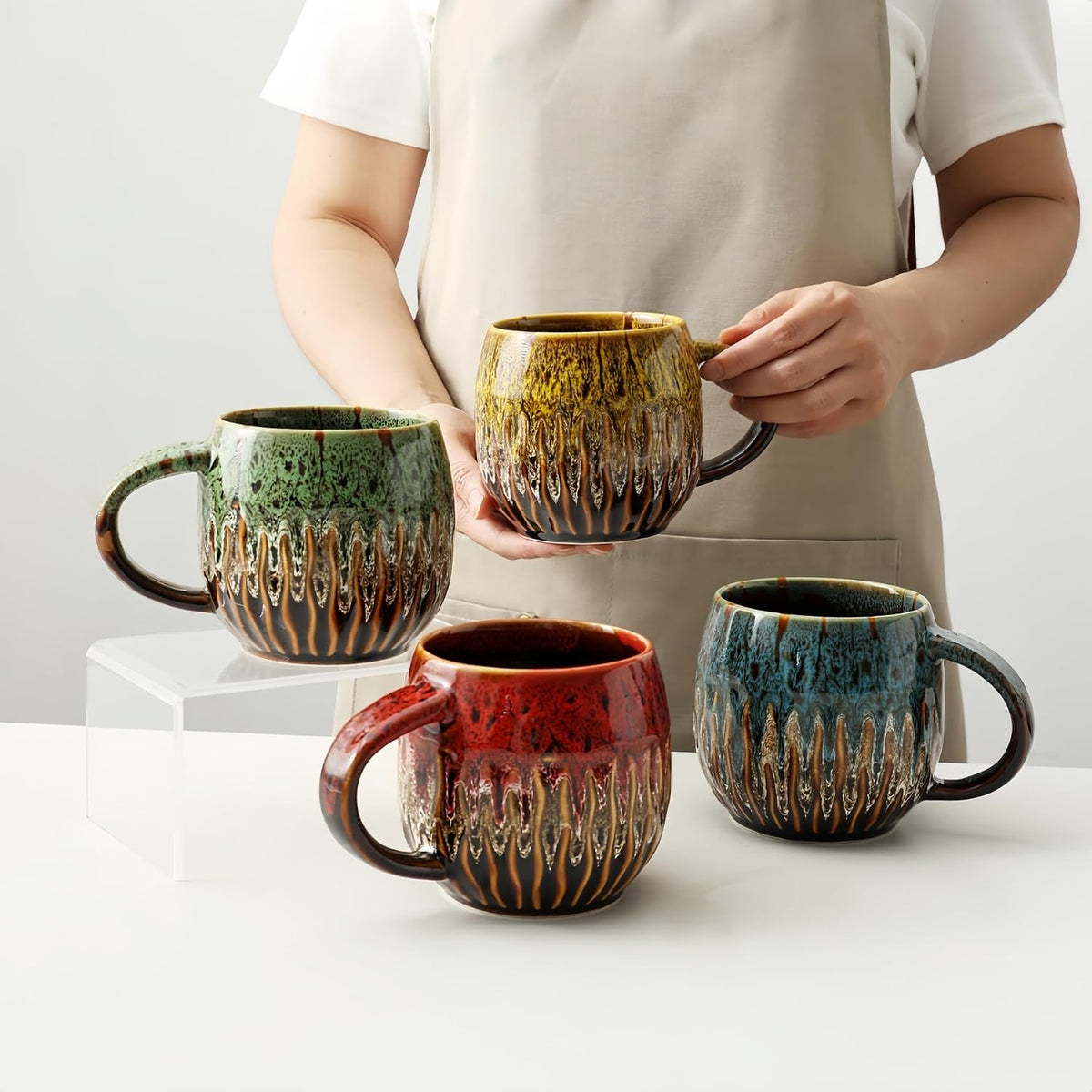 Large Ceramic Coffee Mug - 20oz Big Tea Cup, Green