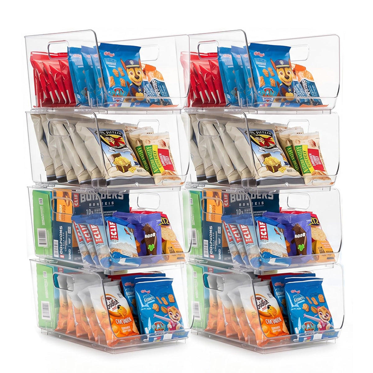 ClearSpace Stackable Storage Bins, Front Pantry Organizer, Medium, 4 Pack