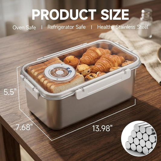 Large Stainless Steel Bread Storage Box with Lid