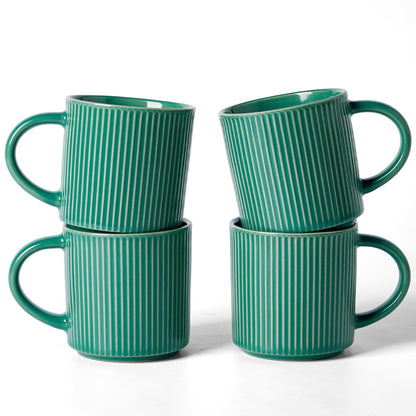 famiware Coffee Mug Set of 4, Star 12 oz Ceramic Mugs Cups Set with Handle