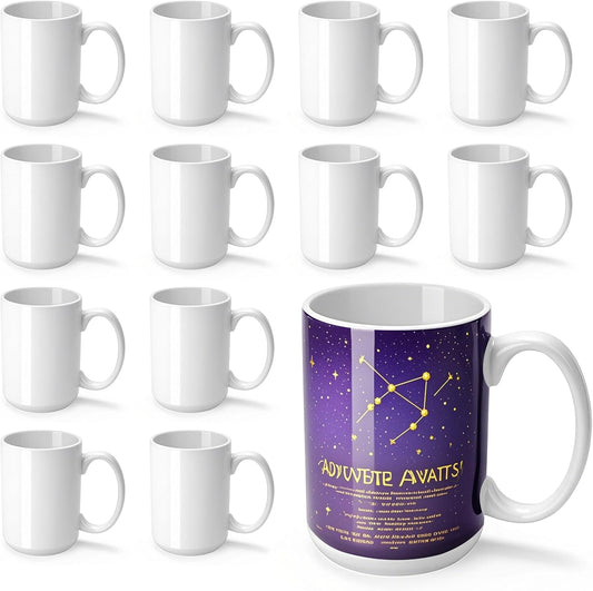 Joyclub Sublimation Mugs 15 oz Coffee Mugs Bulk 12 Pack Tazas Para Sublimar
