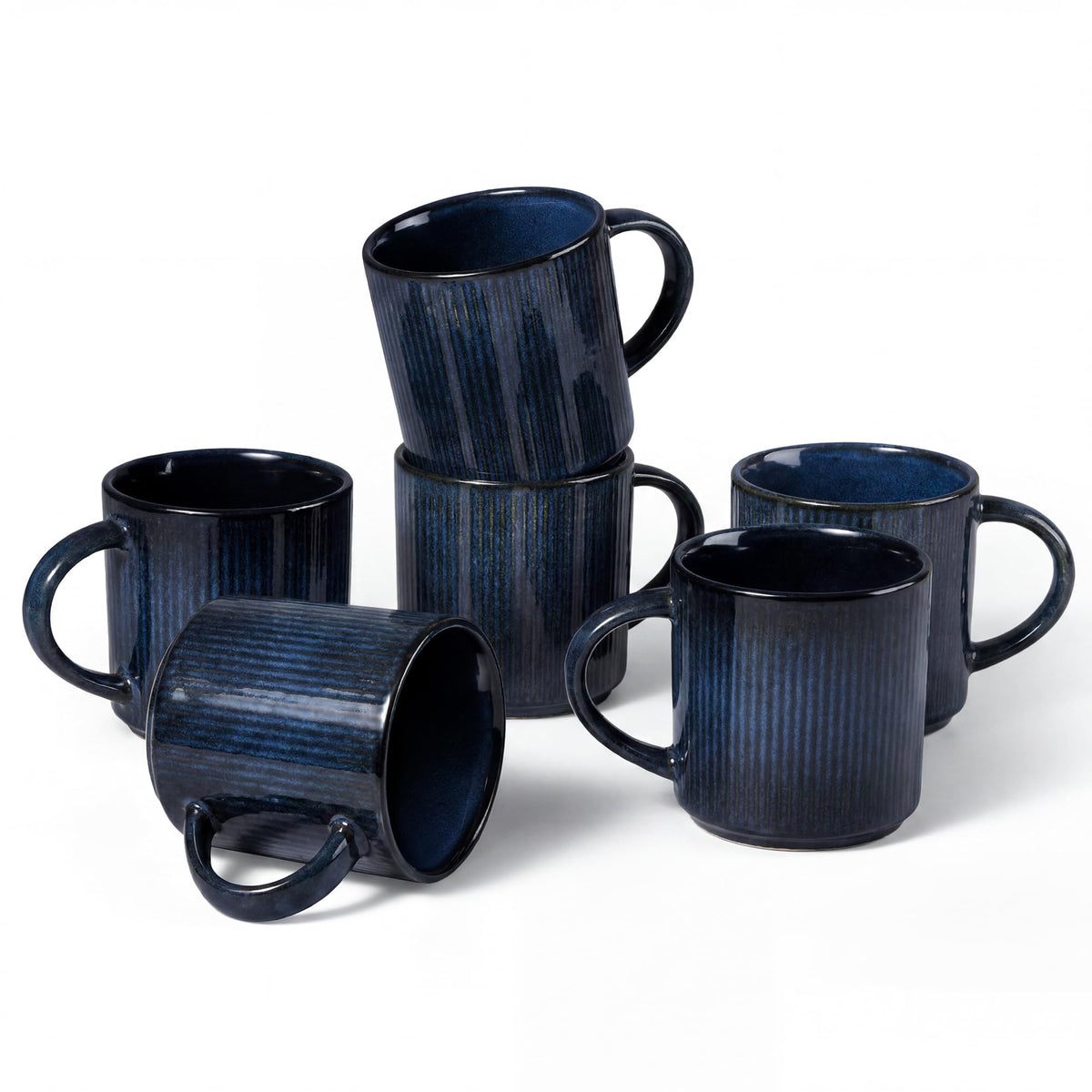 E-far Coffee Mugs Set of 4, 12 oz Stoneware Coffee Cups with Handle
