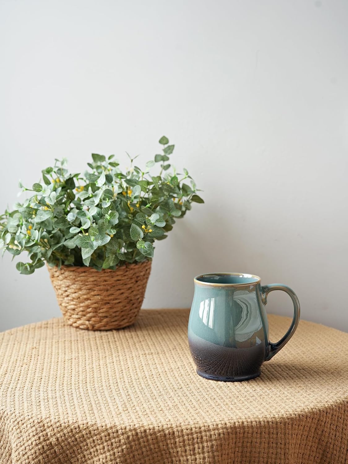 Bosmarlin Extra Large Ceramic Coffee Mug, 25 Oz, Dishwasher and Microwave Safe, Big Oversized Tea Cup, Reactive Glaze (Forest Night, 25 Oz)