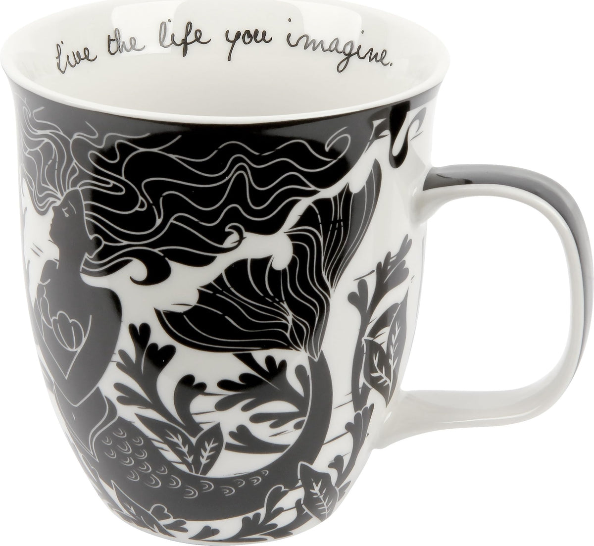 Karma Gifts, 14 oz Black and White Boho Mug, Cute Coffee and Tea Mug, Ceramic Coffee Mugs for Women and Men, Dragonfly