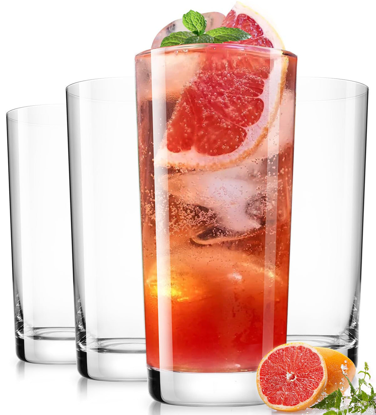 Drinking Water Glass Cups Set,Crystal Highball Glasses cups set of 6,16oz