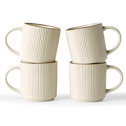 famiware Coffee Mug Set of 4, Star 12 oz Ceramic Mugs Cups Set with Handle