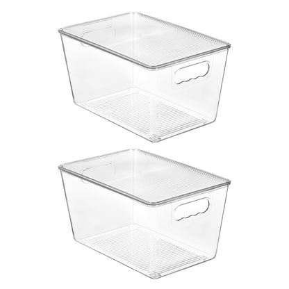 Vtopmart 4 Pack Clear Stackable Storage Bins with Lids and Handles, XLarge