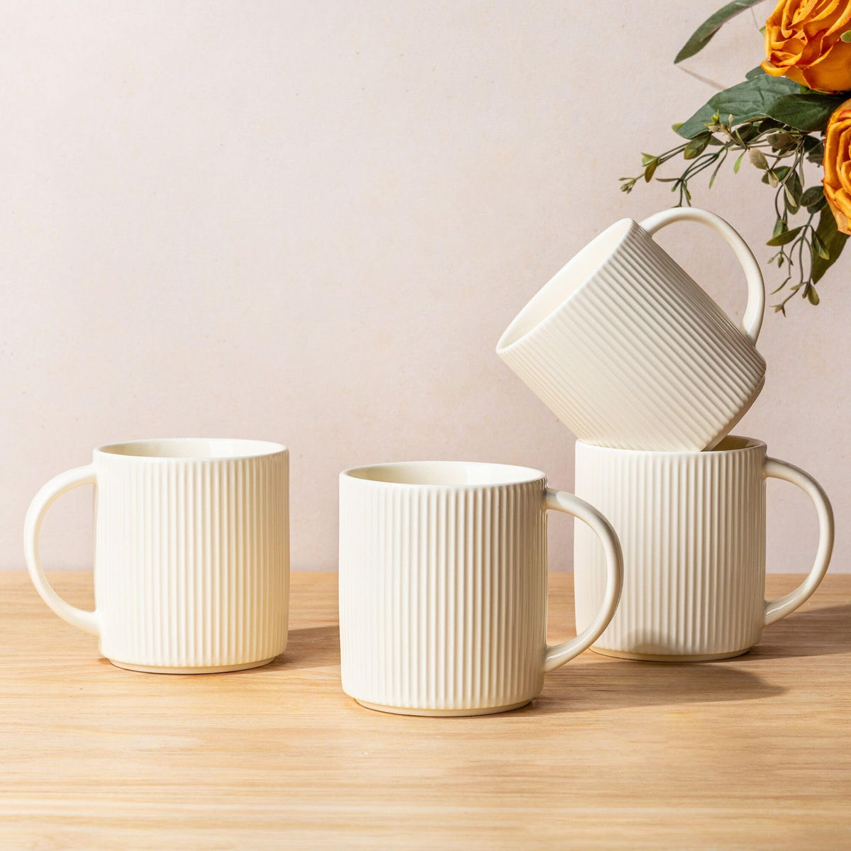 theterra Ceramic Coffee Mugs Set of 6, 12 oz Coffee Cups with Handle