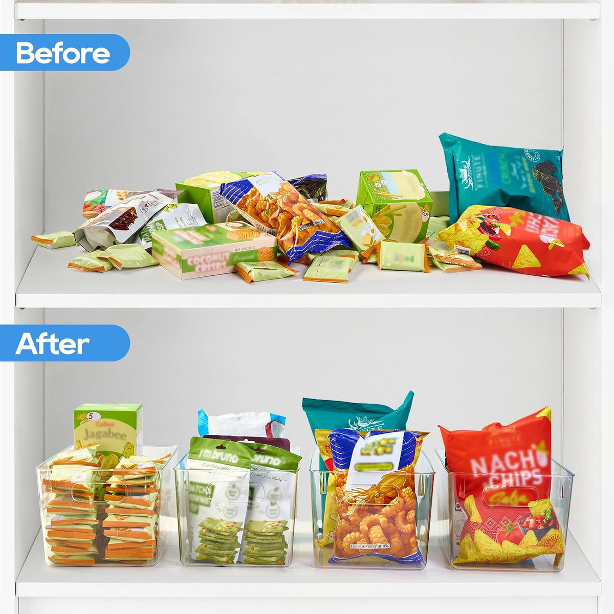 JollyPack Clear Plastic Storage Bins, 4 Pack