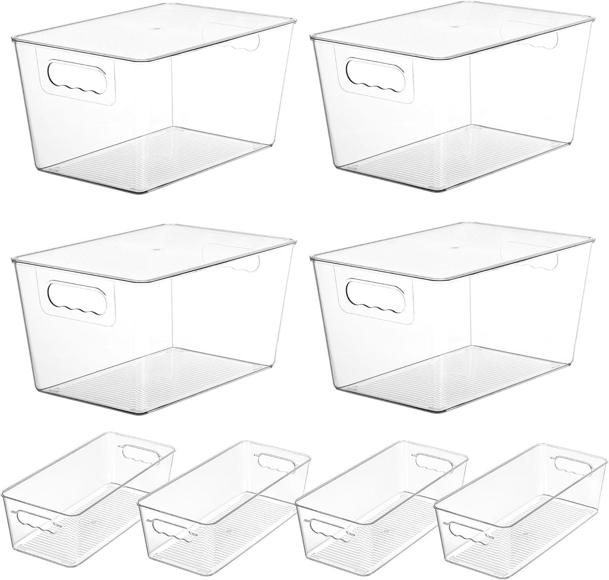 Vtopmart 8 Pack Clear Storage Bins with Lid Set for Pantry Organizer