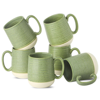 HASENSE Coffee Mugs Set of 4, 15oz Ceramic Coffee Cups with Handle, Two-Tone Design for Cappuccino Latte Tea, Large Microwave Dishwasher SafeMug Set, Housewarming Gift, Creamy White