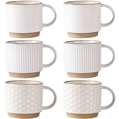 GBhome 12 OZ Stackable Coffee Mugs Set of 4, Ceramic Coffee Cups Set