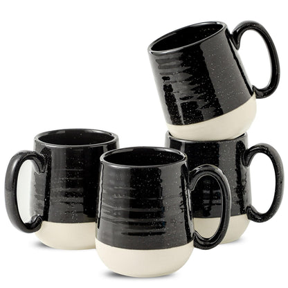 HASENSE Coffee Mugs Set of 4, 15oz Ceramic Coffee Cups with Handle, Two-Tone Design for Cappuccino Latte Tea, Large Microwave Dishwasher SafeMug Set, Housewarming Gift, Creamy White