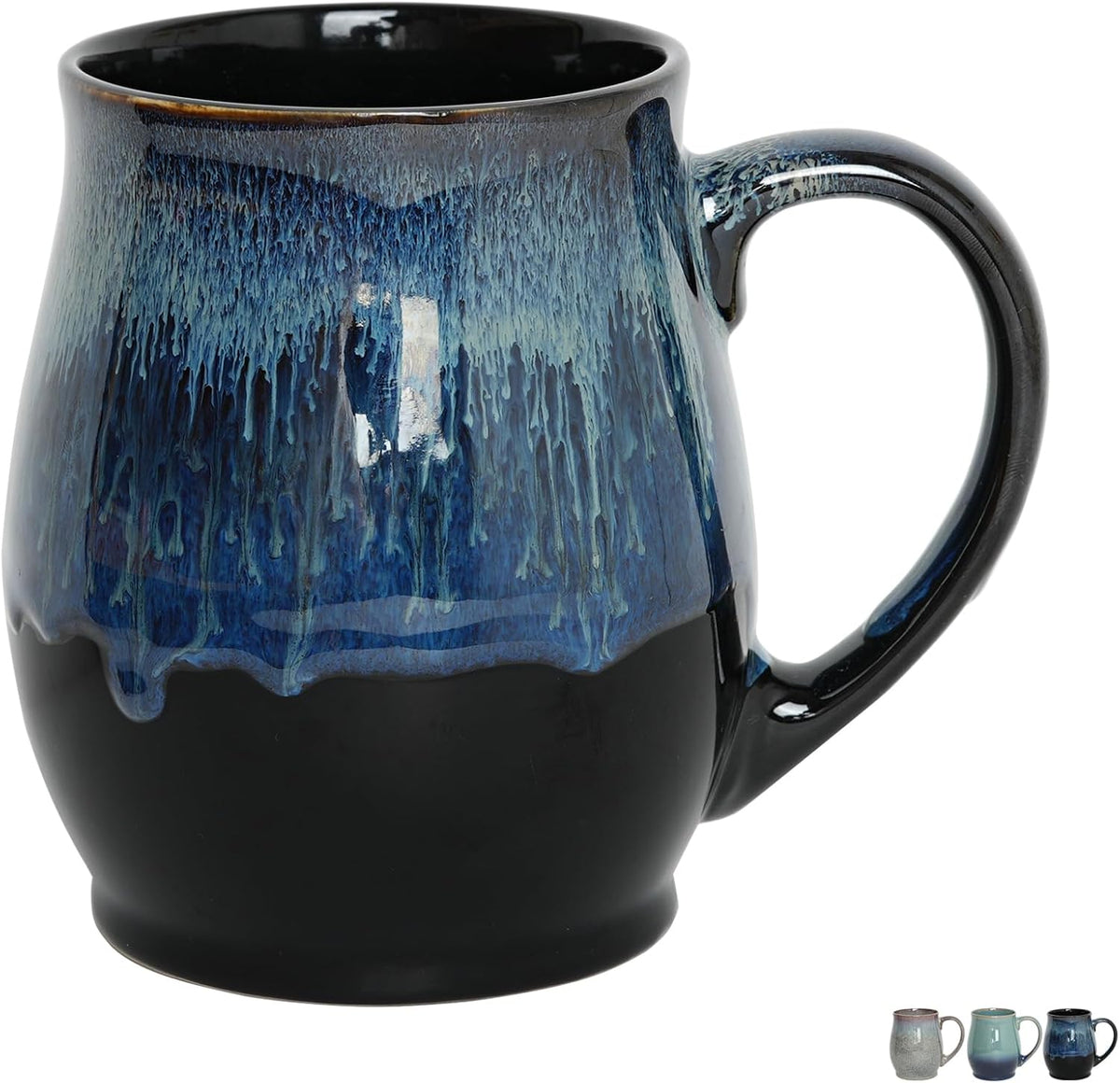 Bosmarlin Extra Large Ceramic Coffee Mug, 25 Oz, Dishwasher and Microwave Safe, Big Oversized Tea Cup, Reactive Glaze (Forest Night, 25 Oz)