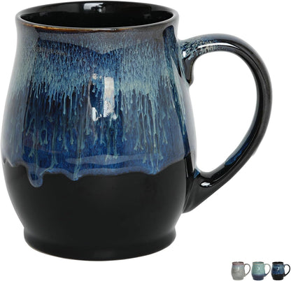 Bosmarlin Extra Large Ceramic Coffee Mug, 25 Oz, Dishwasher and Microwave Safe, Big Oversized Tea Cup, Reactive Glaze (Forest Night, 25 Oz)