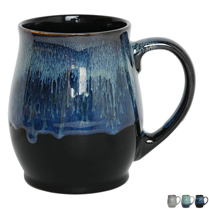 Bosmarlin Extra Large Ceramic Coffee Mug, 25 Oz, Dishwasher and Microwave Safe, Big Oversized Tea Cup, Reactive Glaze (Forest Night, 25 Oz)