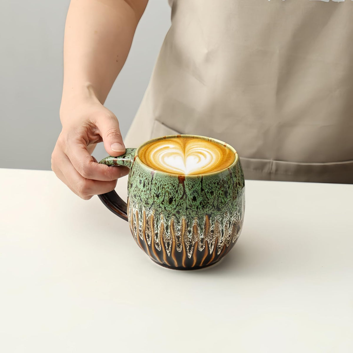 Large Ceramic Coffee Mug - 20oz Big Tea Cup, Green