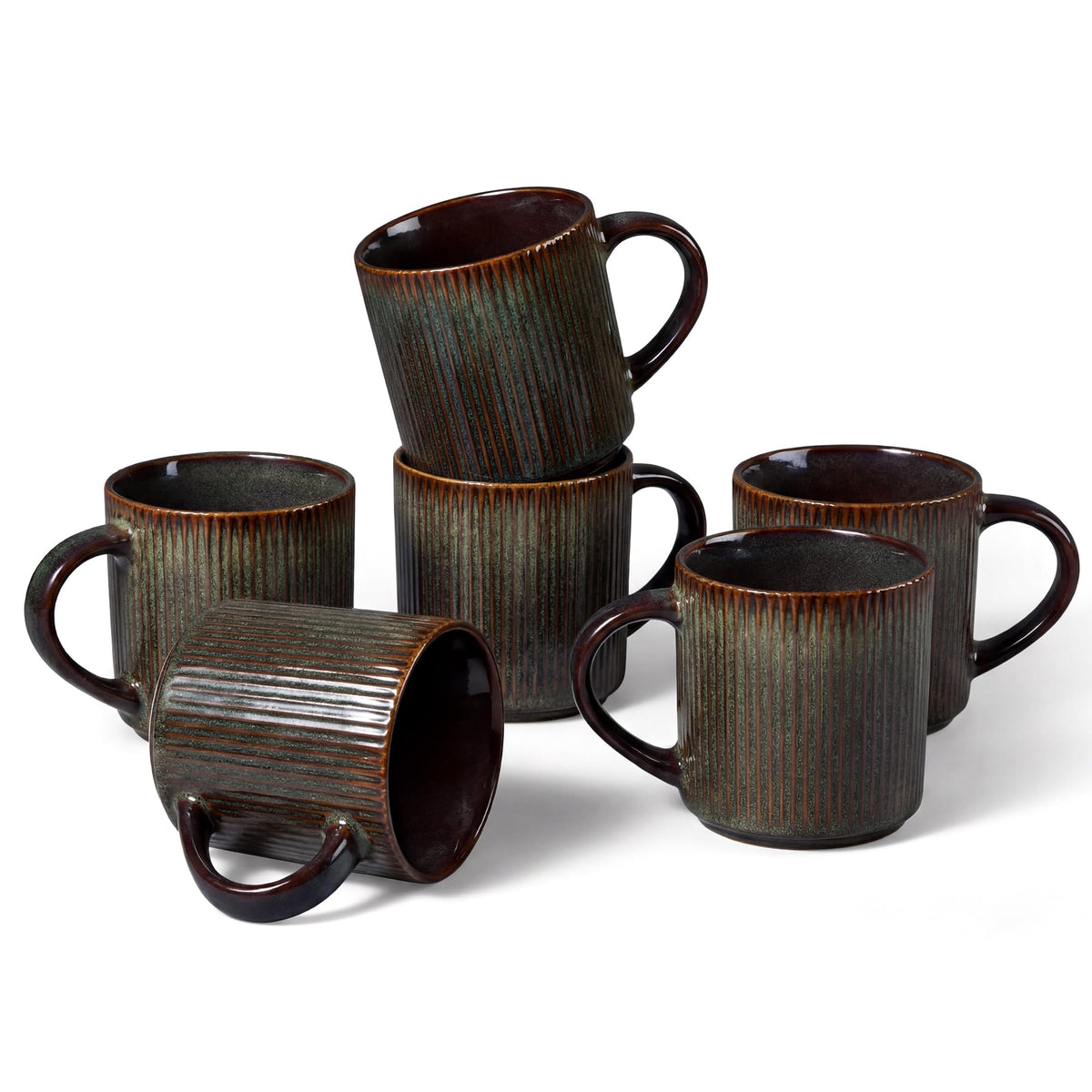 E-far Coffee Mugs Set of 4, 12 oz Stoneware Coffee Cups with Handle