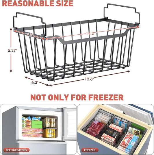 Goovilla Freezer Organizer Bins for 5-7 Cu.FT Chest Freezer, 4 Pack Black
