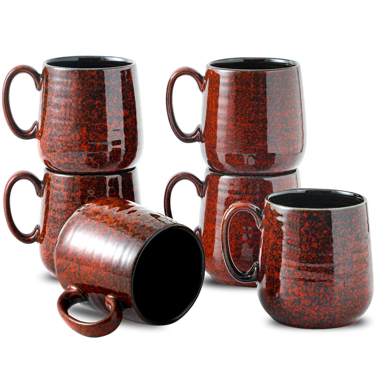 HASENSE Coffee Mugs, Reactive Glaze Coffee Cup Set of 6