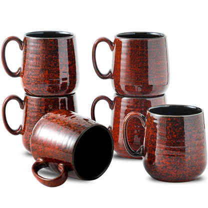 HASENSE Coffee Mugs, Reactive Glaze Coffee Cup Set of 6
