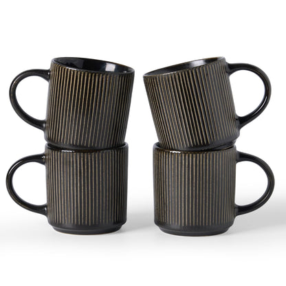 famiware Coffee Mug Set of 4, Star 12 oz Ceramic Mugs Cups Set with Handle