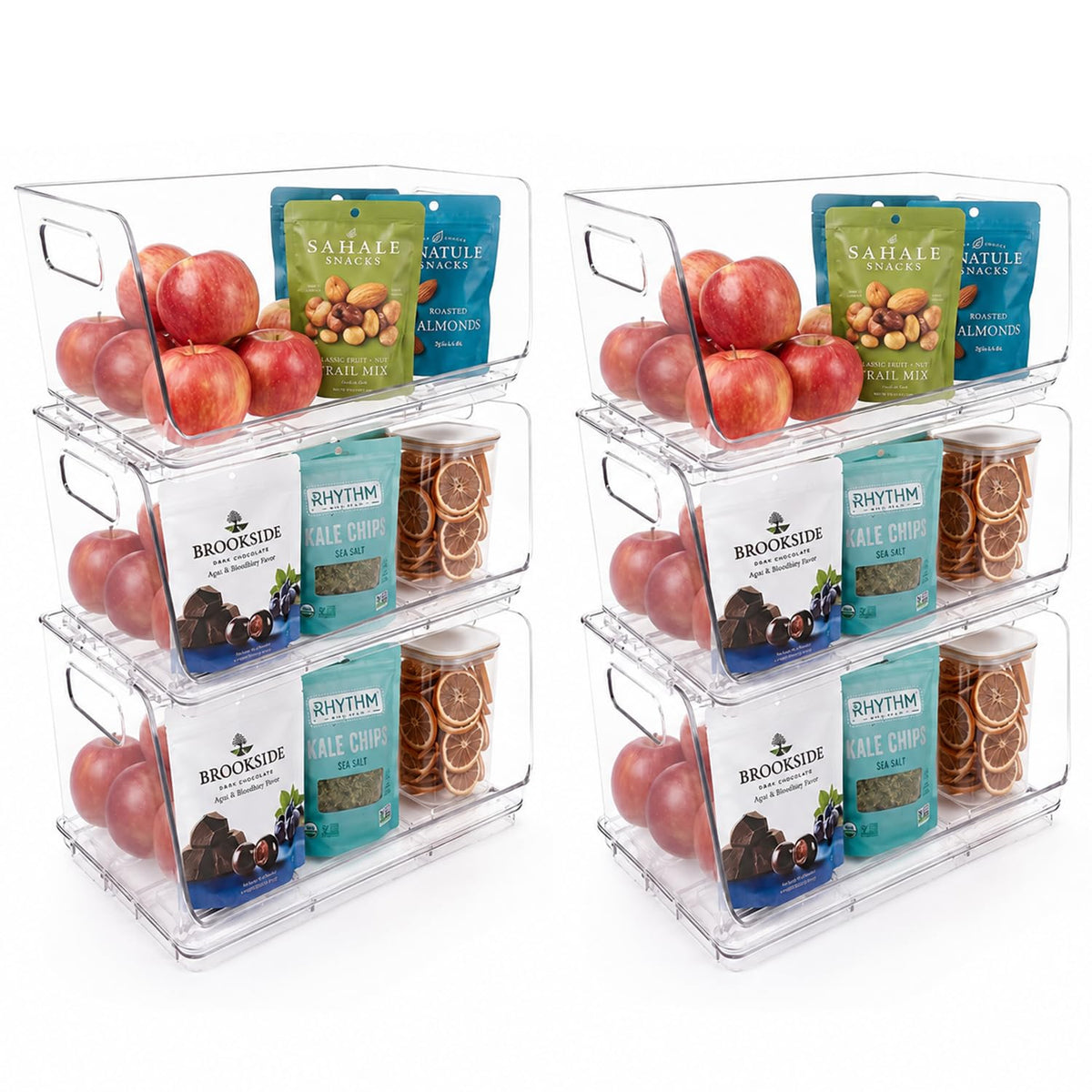 ClearSpace Stackable Storage Bins, Front Pantry Organizer, Medium, 4 Pack