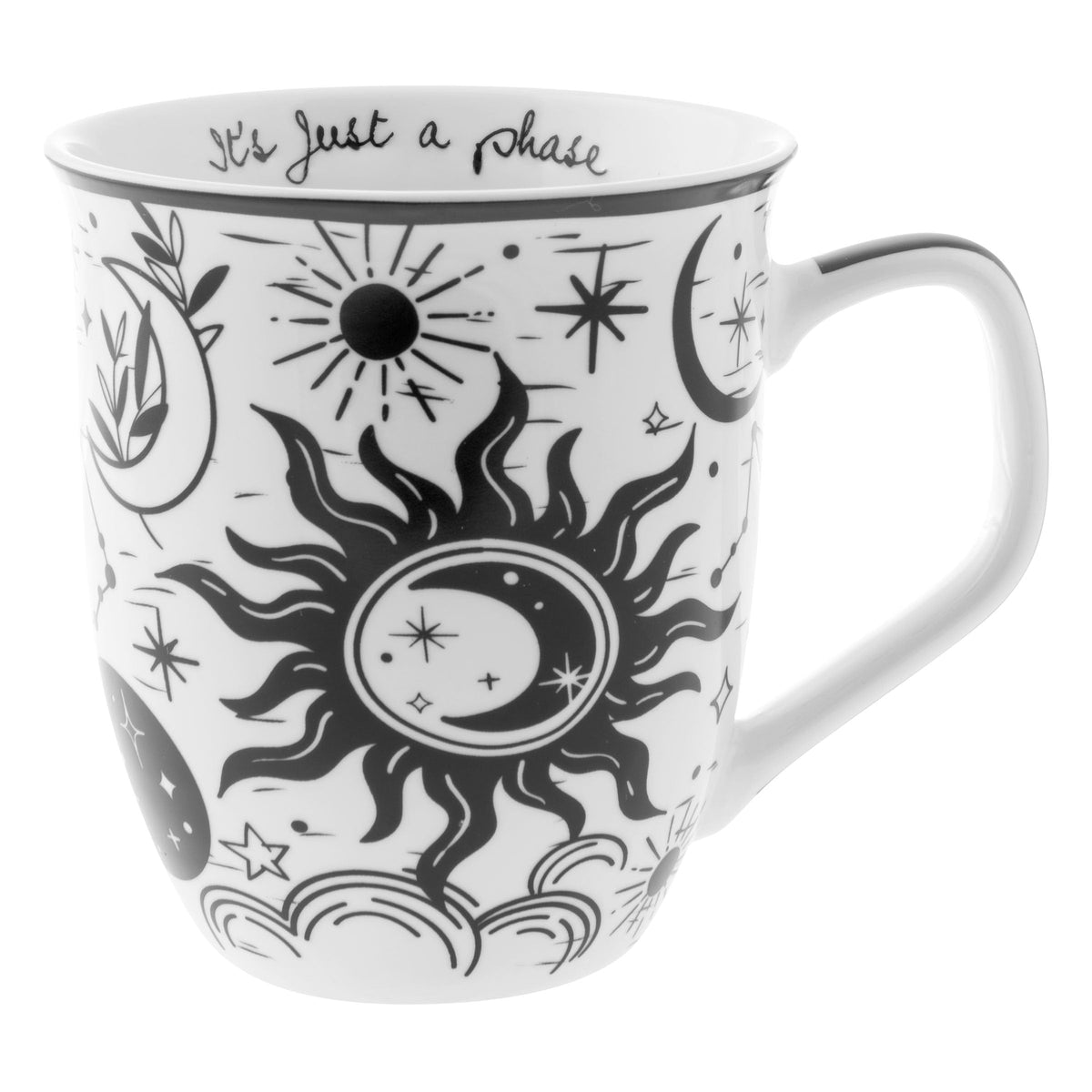 Karma Gifts, 14 oz Black and White Boho Mug, Cute Coffee and Tea Mug, Ceramic Coffee Mugs for Women and Men, Dragonfly