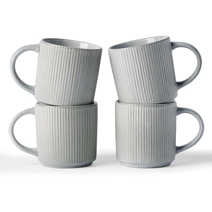 famiware Coffee Mug Set of 4, Star 12 oz Ceramic Mugs Cups Set with Handle