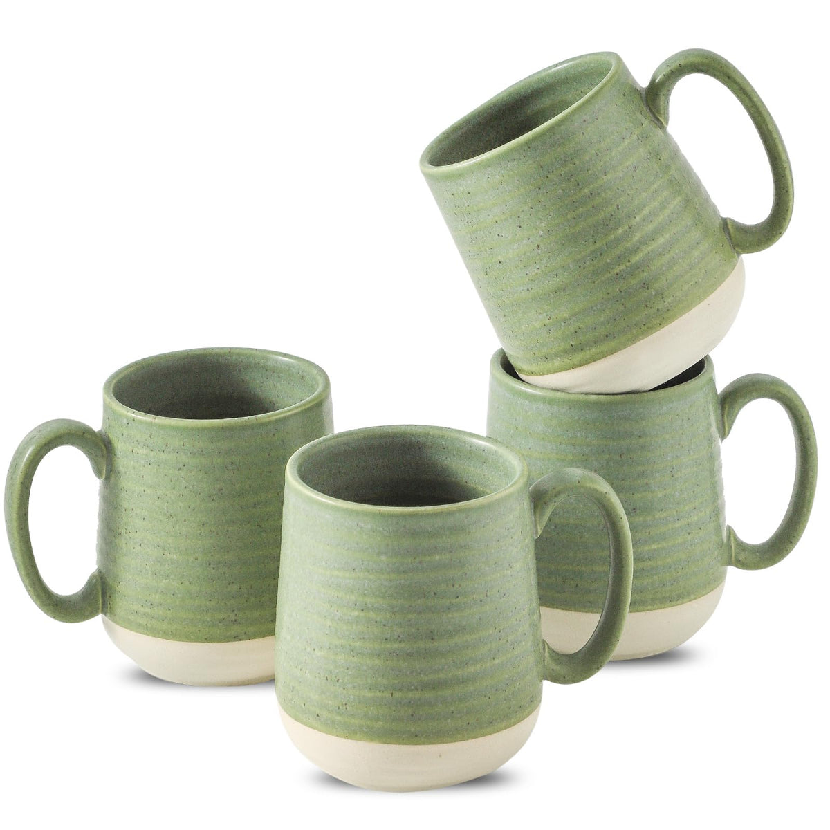 HASENSE Coffee Mugs Set of 4, 15oz Ceramic Coffee Cups with Handle, Two-Tone Design for Cappuccino Latte Tea, Large Microwave Dishwasher SafeMug Set, Housewarming Gift, Creamy White