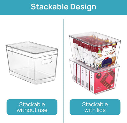 Vtopmart 2 Pack Clear Stackable Storage Bins with Lids and Handles, Large