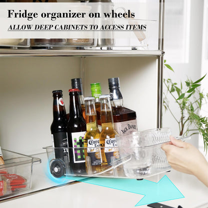 Fridge Organizer and Storage Drawer Roll Out Refrigerator Bins,2 Pack