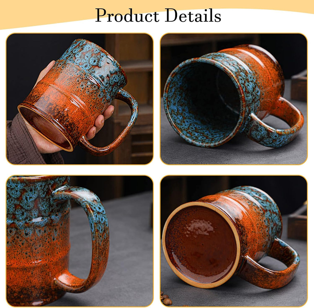 Coffee Mug,20 Oz Coffee Cups Ceramic Tea Cup Large Coffee Mug for Office and Home - Dishwasher and Microwave Safe Novelty Coffee Mug(4,Multicolour-4pcs)