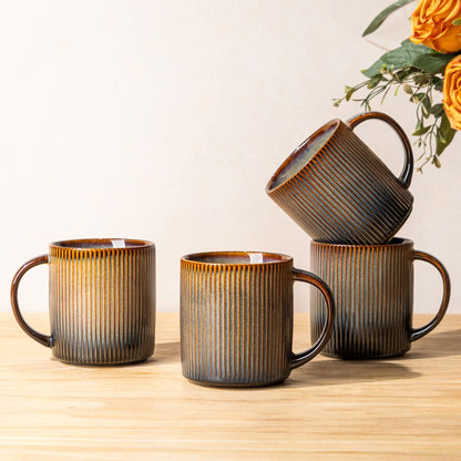 theterra Ceramic Coffee Mugs Set of 6, 12 oz Coffee Cups with Handle