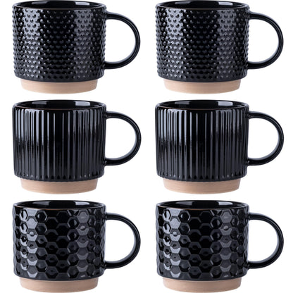 GBhome 12 OZ Stackable Coffee Mugs Set of 4, Ceramic Coffee Cups Set