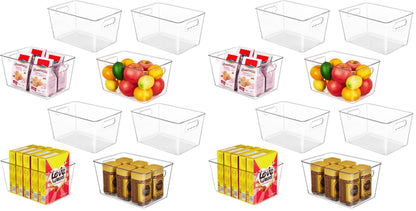YIHONG 4 Pack Clear Storage Bins, Pantry Organizer Bins with Handle, Small
