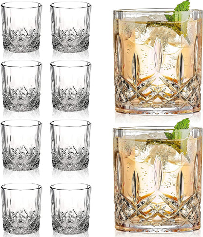 Gencywe Crystal Whiskey Glasses Set of 8(Buy 6, get 2 Free), 11 OZ Old Fashioned Whiskey Glasses, Bourbon Cocktail Rocks Glasses, Clear Bar Glasses for Drinking Scotch Vodka Tequila Rum Gift for Men