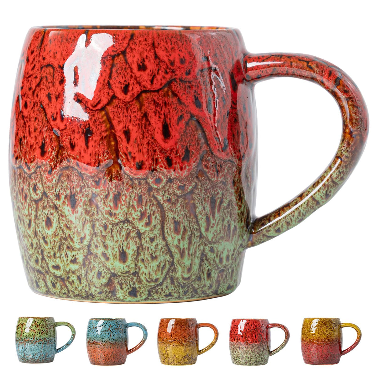 Forest Tide Ceramic Mug, 22oz Reactive Glaze Coffee Mug, Self Care Gift