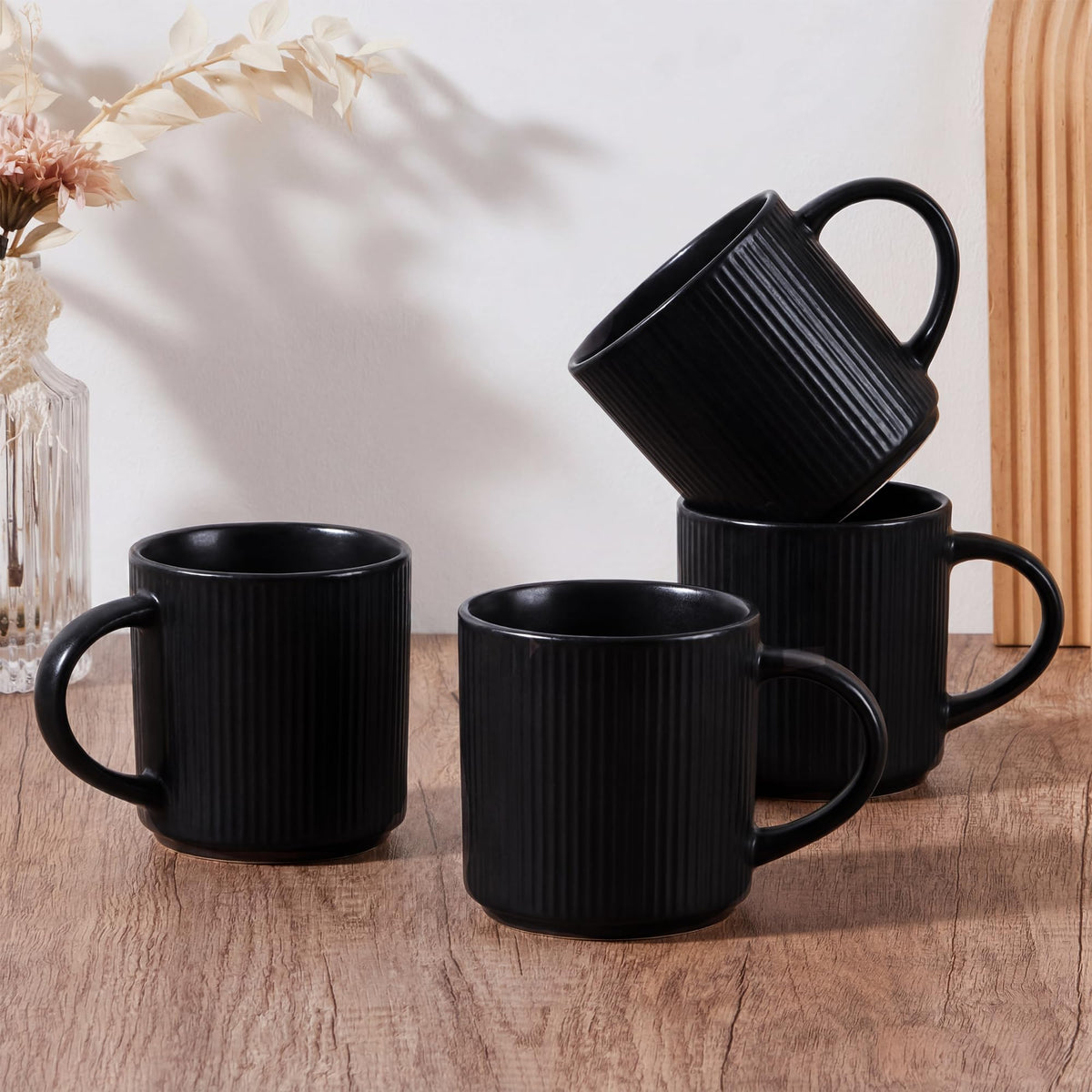 E-far Coffee Mugs Set of 4, 12 oz Stoneware Coffee Cups with Handle