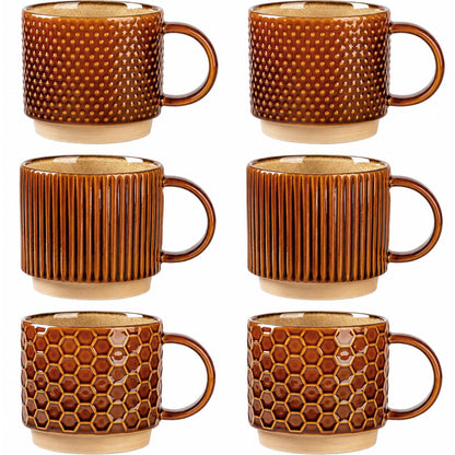 GBhome 12 OZ Stackable Coffee Mugs Set of 4, Ceramic Coffee Cups Set
