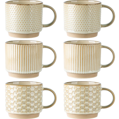 GBhome 12 OZ Stackable Coffee Mugs Set of 4, Ceramic Coffee Cups Set