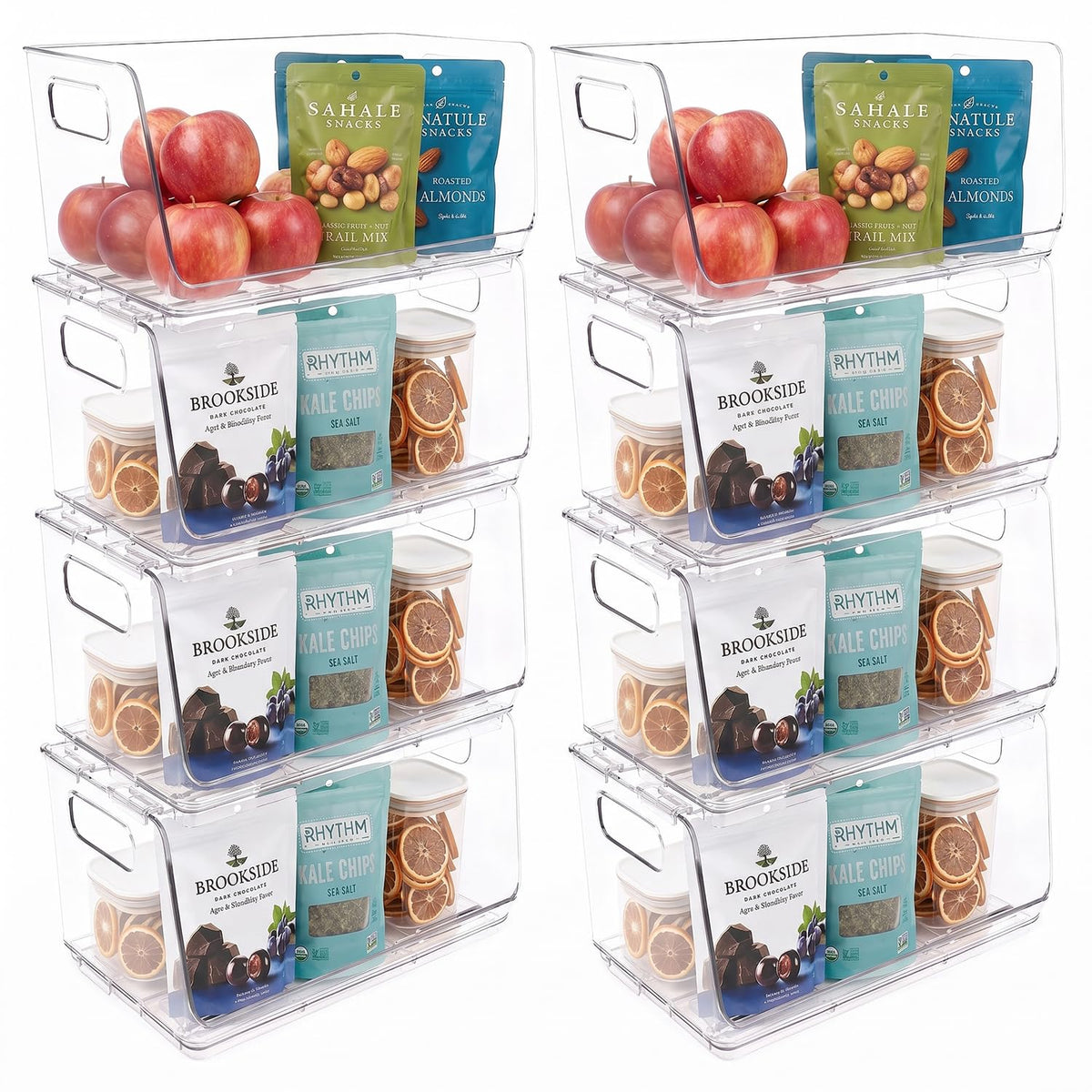 ClearSpace Stackable Storage Bins, Front Pantry Organizer, Medium, 4 Pack