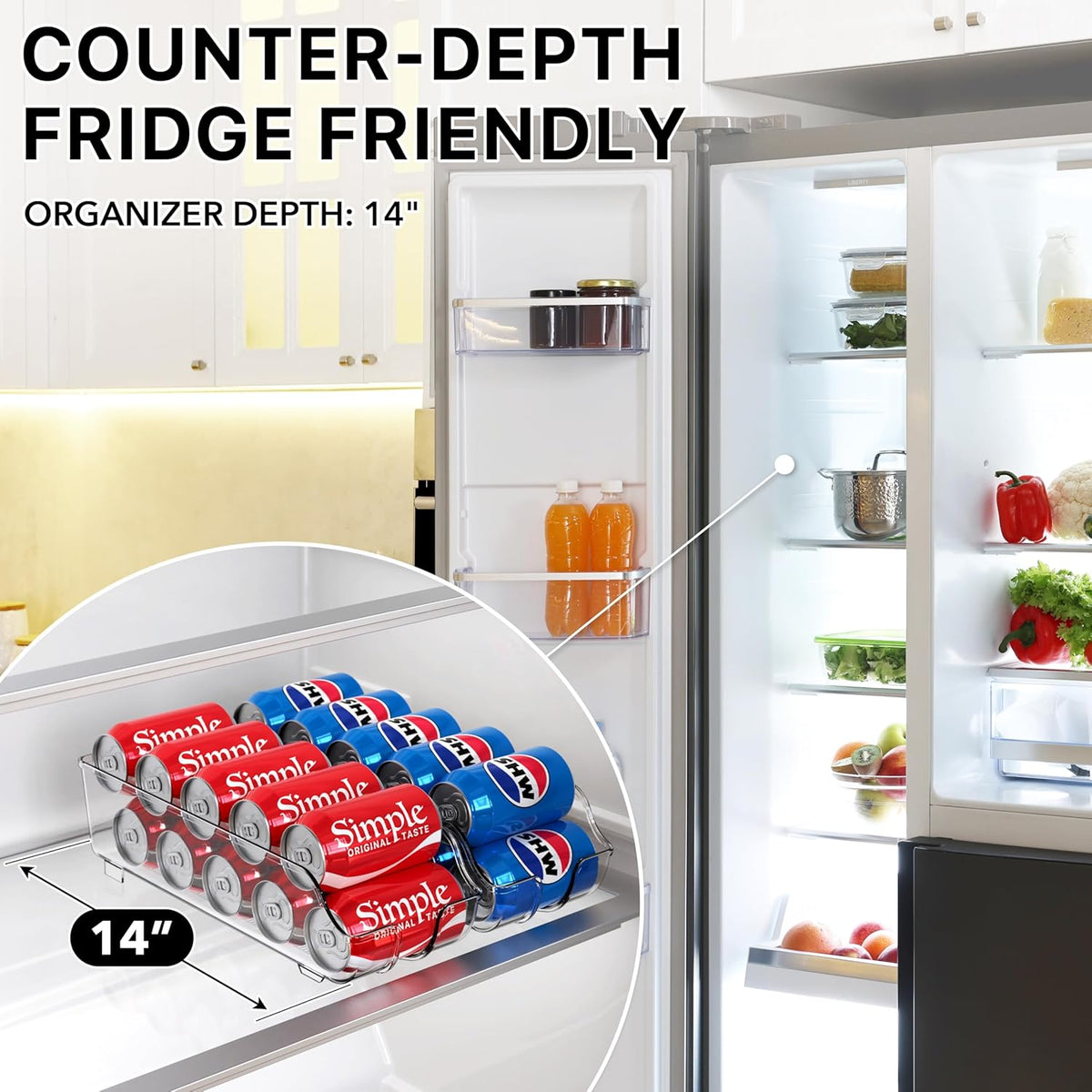 Simple Houseware Soda Can Organizer Dispenser Refrigerator/Pantry, Set of 2