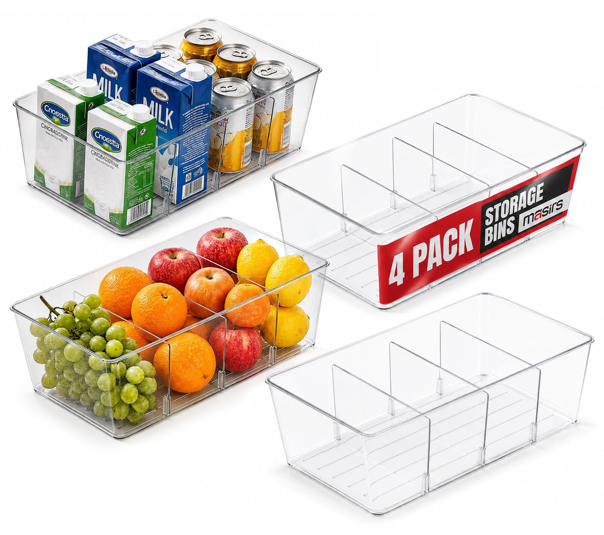 Oizeir 8 Pack Clear Plastic Storage Bins with Handles – Stackable Fridge Organizer Bins for Refrigerator, Freezer, Pantry, Kitchen Cabinet & Cupboard Organization, BPA-Free Acrylic, Transparent