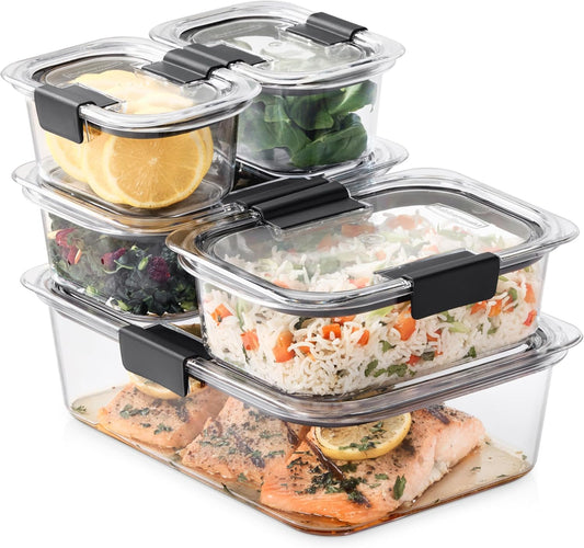 Rubbermaid Brilliance Food Storage Containers, Set of 5 (10 Pieces), BPA-Free, Leak-Proof, Clear