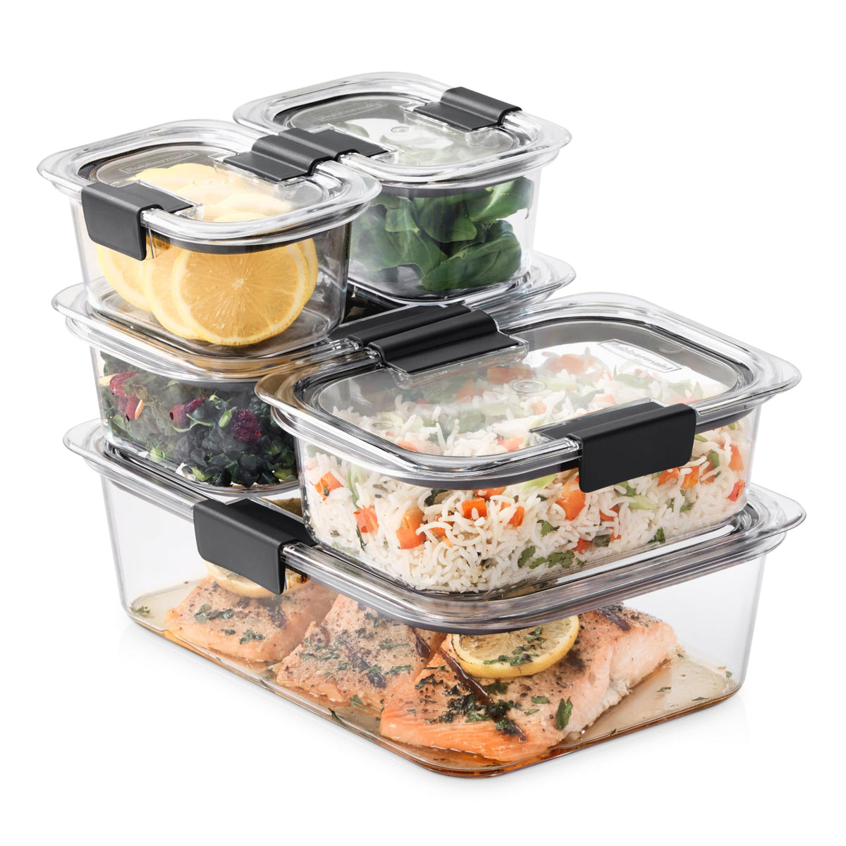 Rubbermaid Brilliance Food Storage Containers, Set of 5 (10 Pieces), BPA-Free, Leak-Proof, Clear