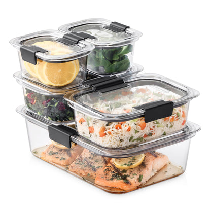 Rubbermaid Brilliance Food Storage Containers, Set of 5 (10 Pieces), BPA-Free, Leak-Proof, Clear