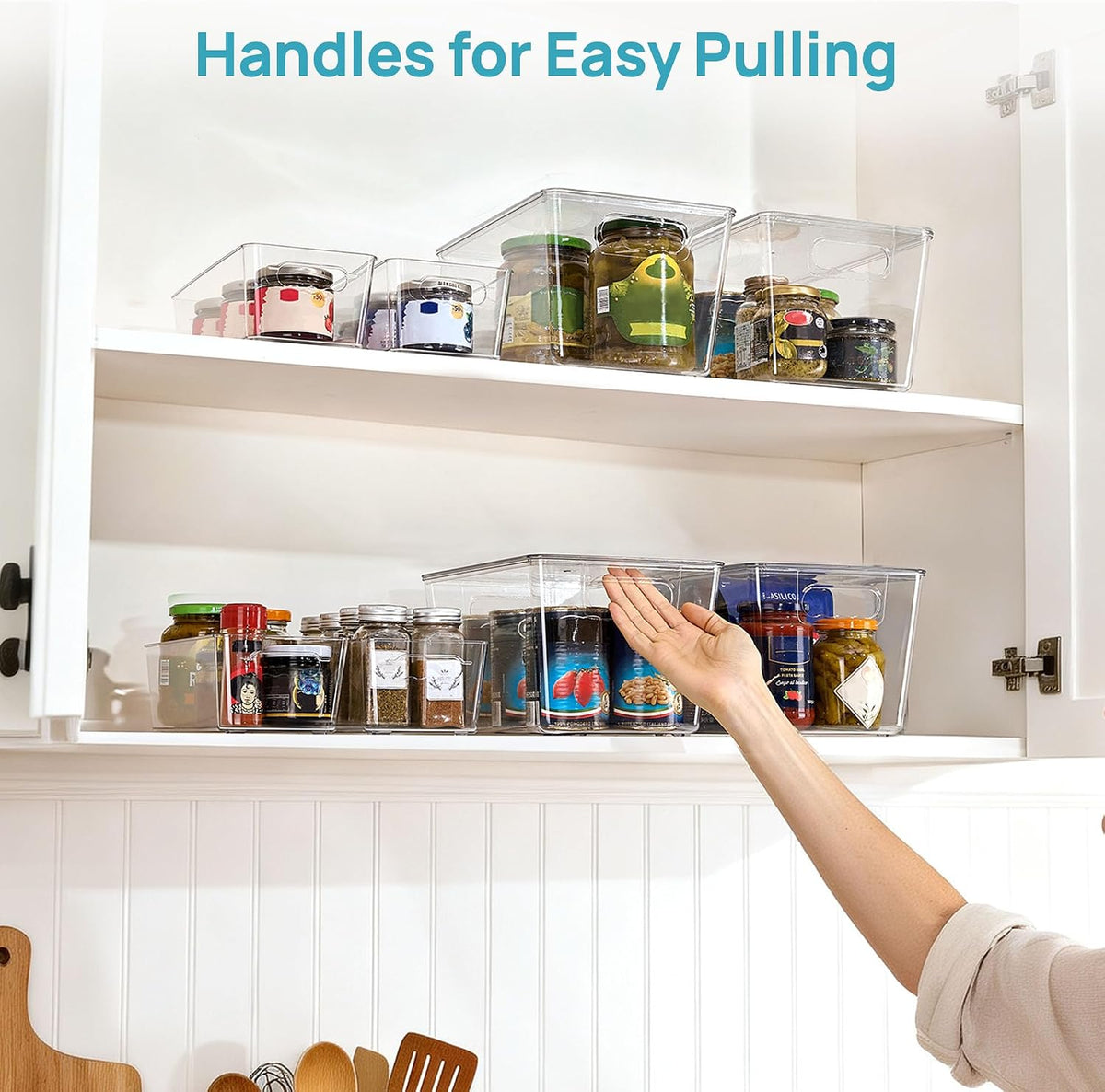 Vtopmart 8 Pack Clear Storage Bins with Lid Set for Pantry Organizer
