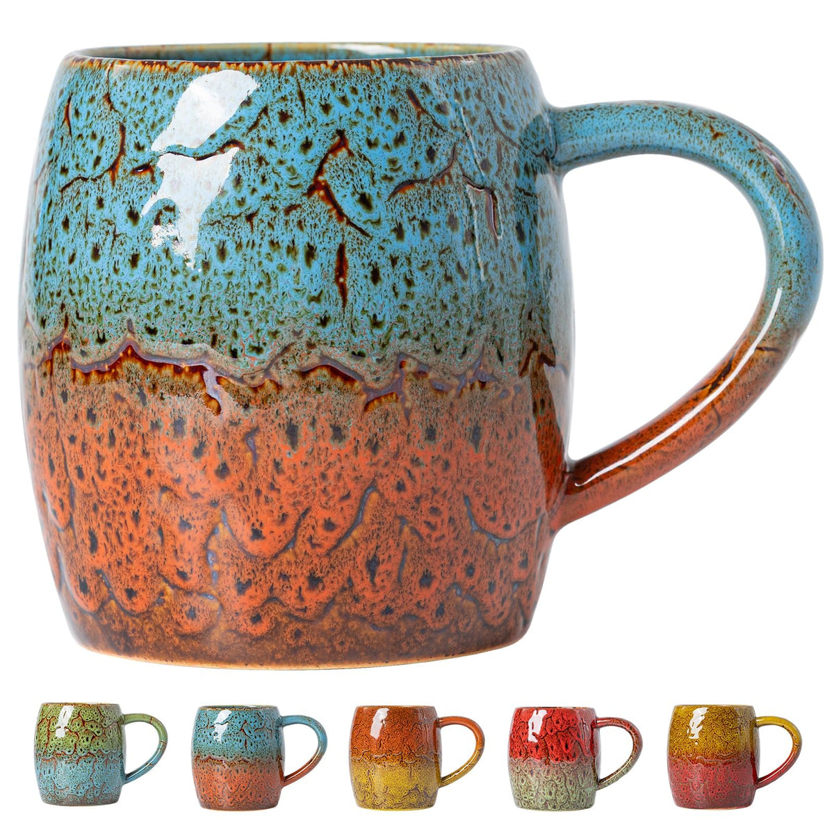 Forest Tide Ceramic Mug, 22oz Reactive Glaze Coffee Mug, Self Care Gift